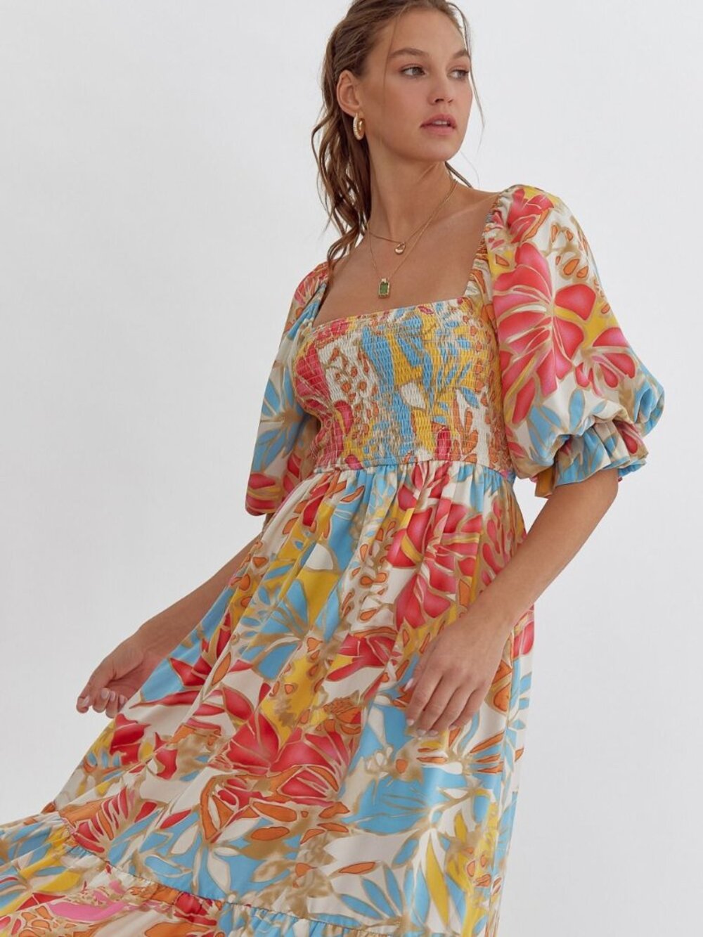 Entro  Colorful Print Maxi Dress